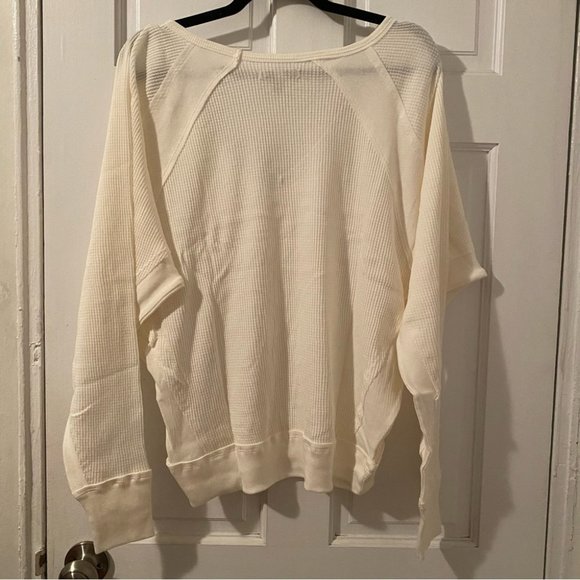 53) NWT Free People Santa Clara Long Sleeve Thermal Top Alabaster - Picture 6 of 8